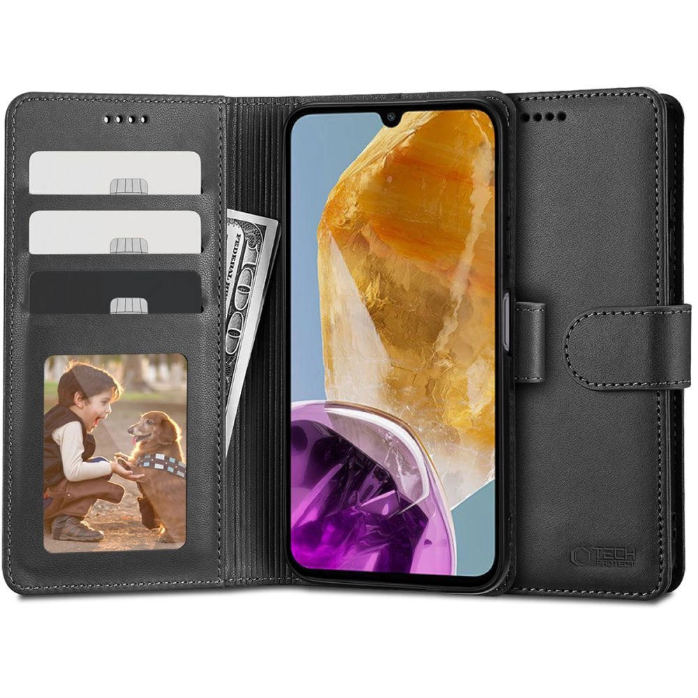 Samsung Galaxy M15 5G Tech-Protect Wallet Book Case Cover, Black