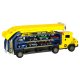 2-in-1 Car Transporter Hauler Truck with Race Track Slide, yellow