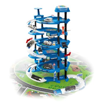 Police Station Toy Garage Playset XXL 5 Levels with City Play Mat 82 Pieces