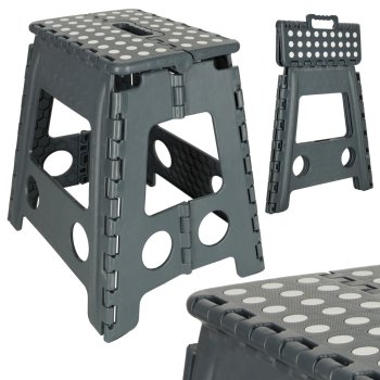 Folding Anti-slip Step Stool for Kitchen or Bathroom, 39 cm, Dark gray