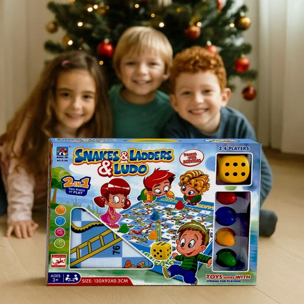 2-in-1 Family Board Game with Snakes and Ladders and Ludo (2)
