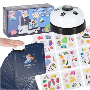 Find the Pair Observation Card Game Crazy Flip with 54 Cards and Bell