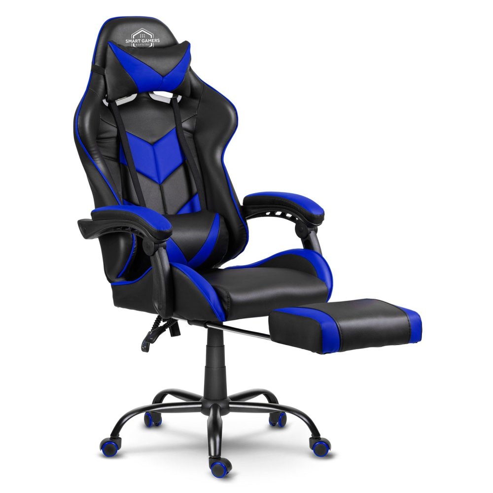 Ergonomic Gaming Chair Sofotel Cerber with Footrest, Black - Blue (0)