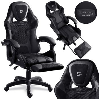 Gaming Chair with Footrest Specter Sofotel Ergonomic Swivel, black