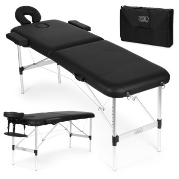 ModernHome Portable 2-Section Aluminum Massage Table with Carry Case, Black