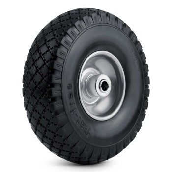 Humberg Puncture-Proof Wheelbarrow Tire 3.00-4, Black & Silver – Durable and Maintenance-Free