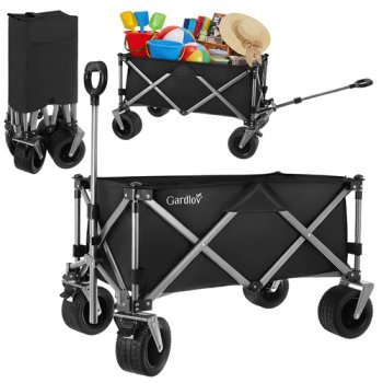 Heavy-Duty Folding Garden Cart 150L Beach Wagon Gardlov 200kg, Black