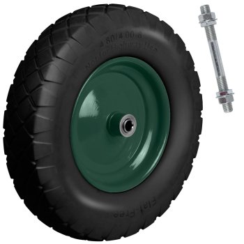 Humberg Flat-Free Wheelbarrow Tire 4.00-8 Black-Green Durable