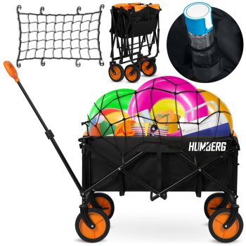Humberg HM-513 Folding Garden Cart with Securing Net, 100L