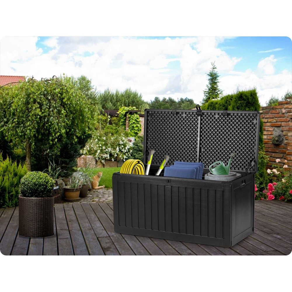 Plonos 270L Outdoor Garden Storage Box, 109 x 51 x 55 cm, Black (1)