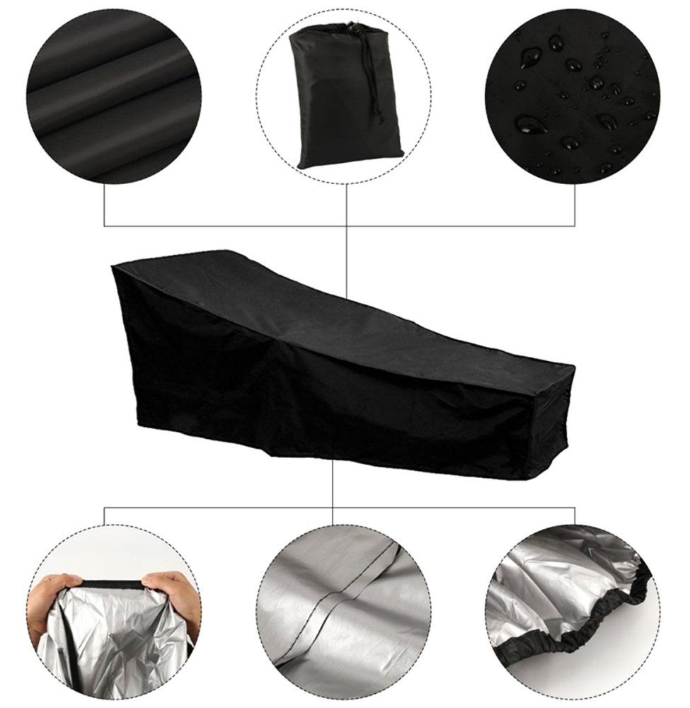 Waterproof Garden Lounger Cover 200x70x40, Black (0)