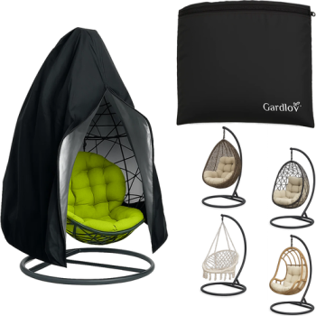 Waterproof Hanging Egg Chair Cover UV Resistant for Garden Swing GARDLOV, Black