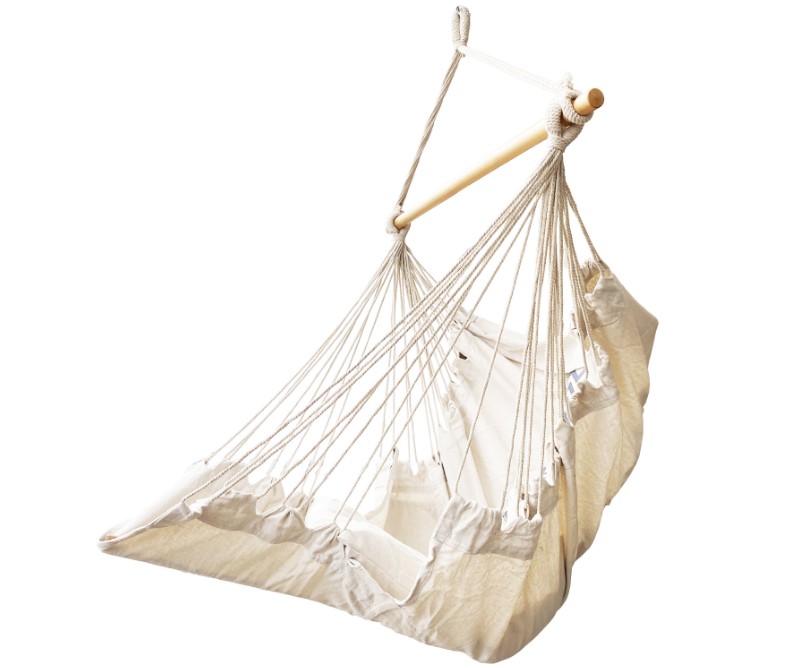 Brazilian Hanging Hammock Chair with Footrest, Beige (1)