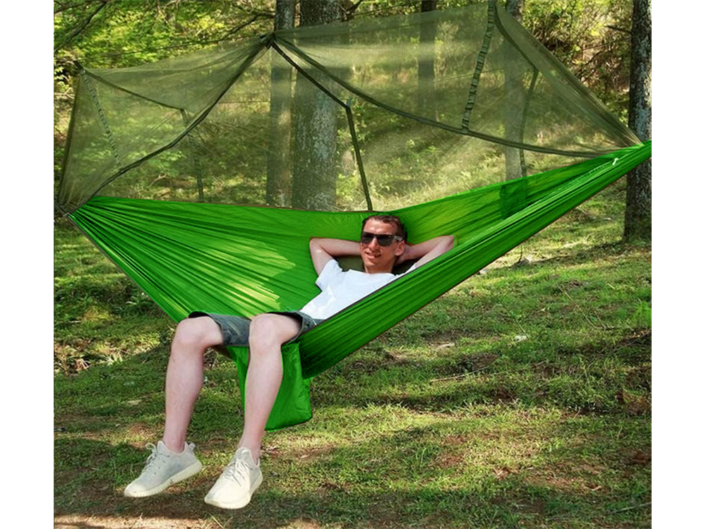 Travel Hammock with Mosquito Net – Lightweight, Carry Bag, Green (3)