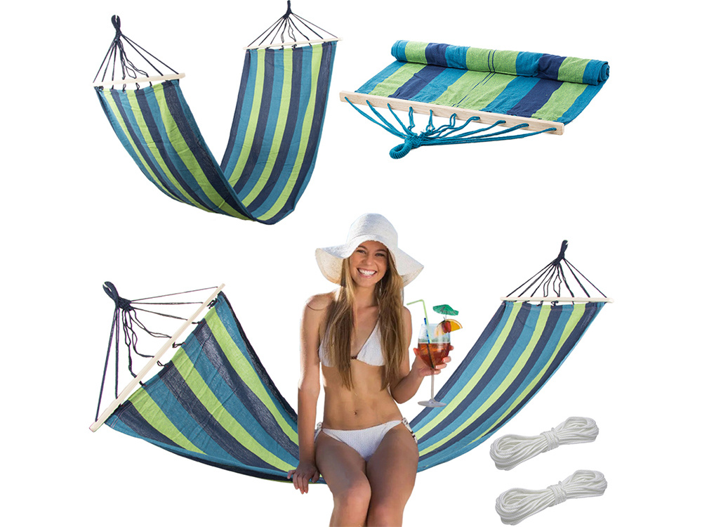 Garden Hanging Hammock with Frame and Mounting Ropes (0)