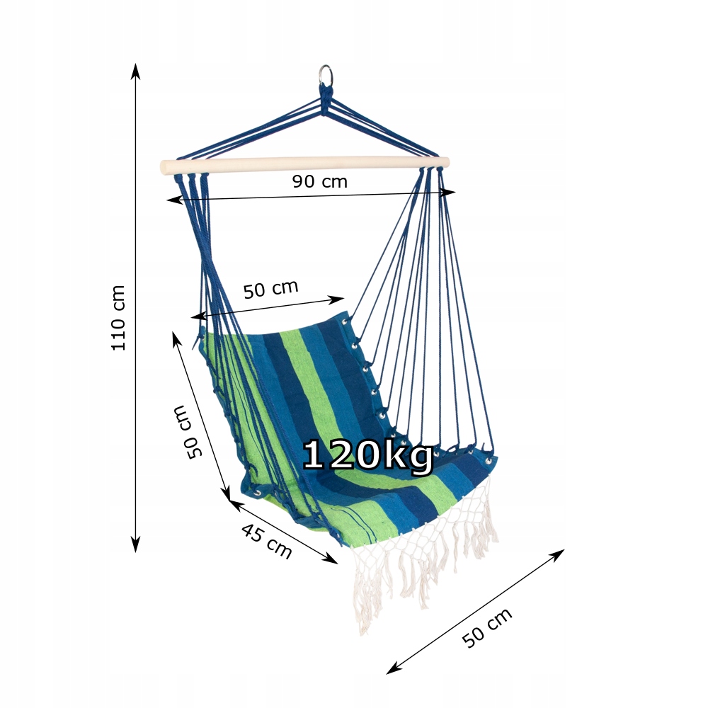 Brazilian Hanging Garden Chihee Swing Hammock Chair, Green-Blue (2)