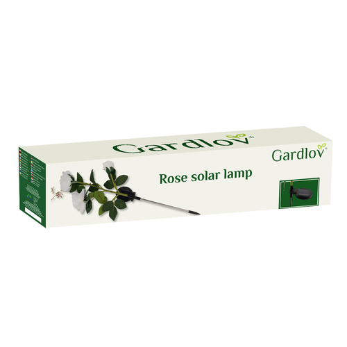 Solar Garden LED Rose Light, 3 Artificial Flowers, GARDLOV, white (1)
