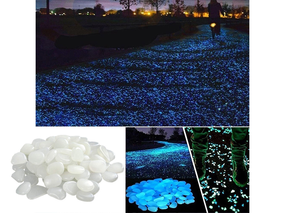 Fluorescent Lighting Stones, Glowing Pebbles, Blue, Pack of 100 (2)