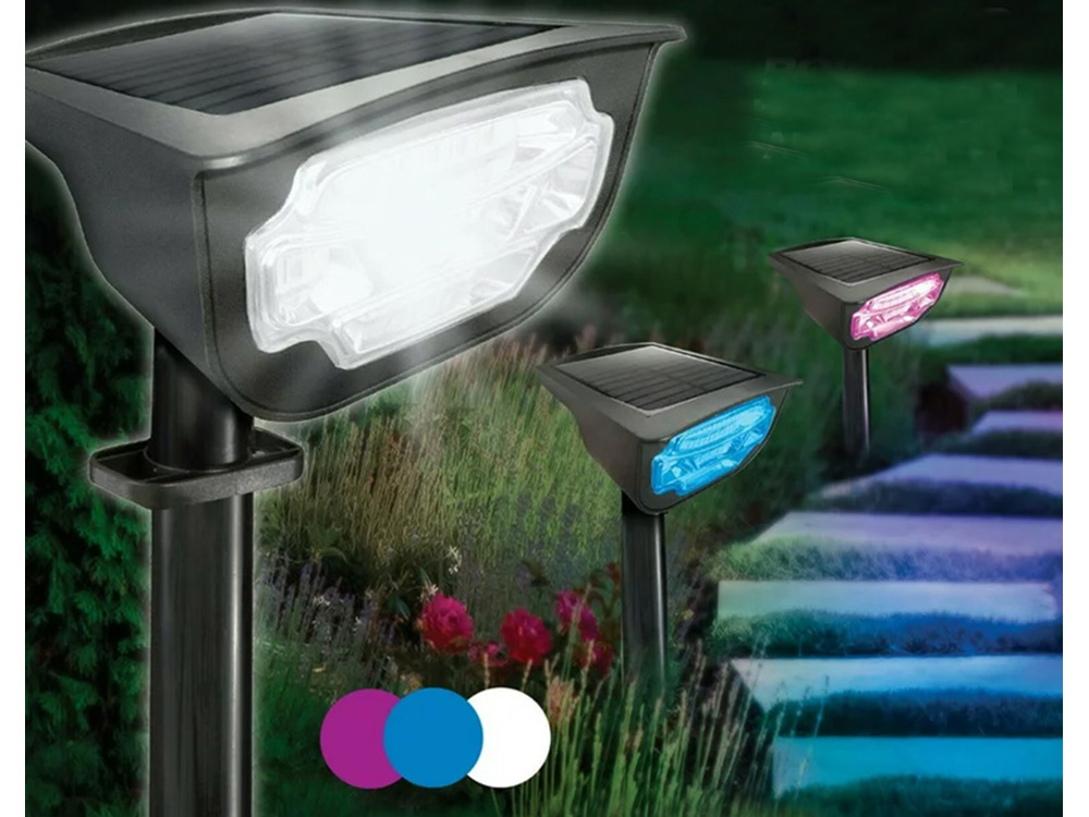 Solar garden LED light, stake mount, waterproof, multicolor (2)