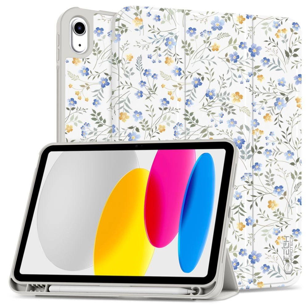 Apple iPad 11'' (2025) (A3355, A3356, A3354) Tech-Protect SC Pen Protective Cover Case, Daisies with Leaves