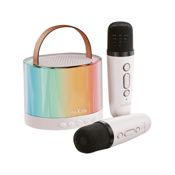Maxlife MXKS-200 Karaoke Set Microphone + Wireless Bluetooth Speaker, White