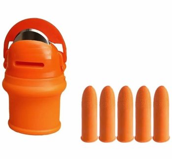 Thumb protector with knife and 5 finger guards, orange
