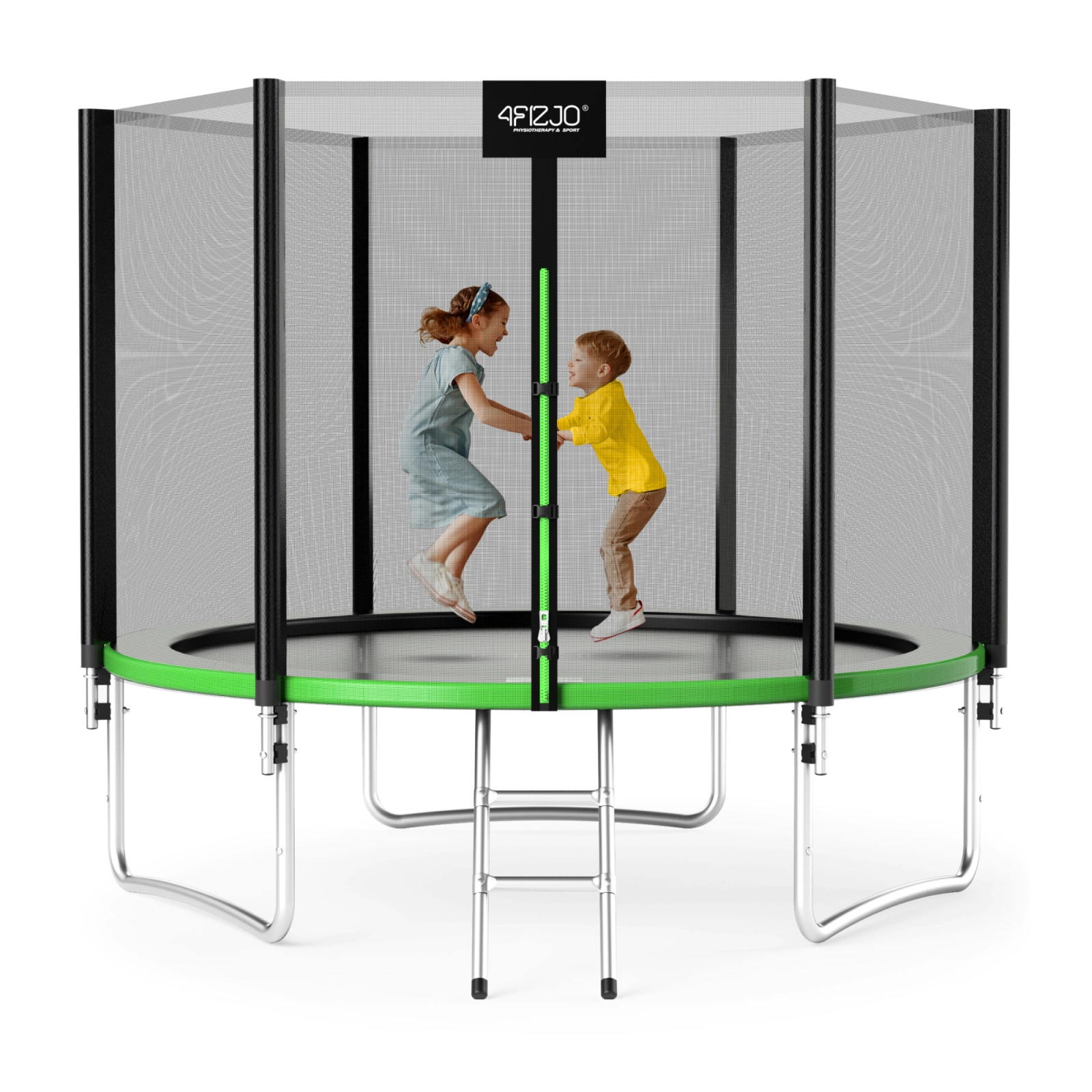 Kids Garden Trampoline 4FIZJO CLASSIC 10 FT 312 cm, Green-Black