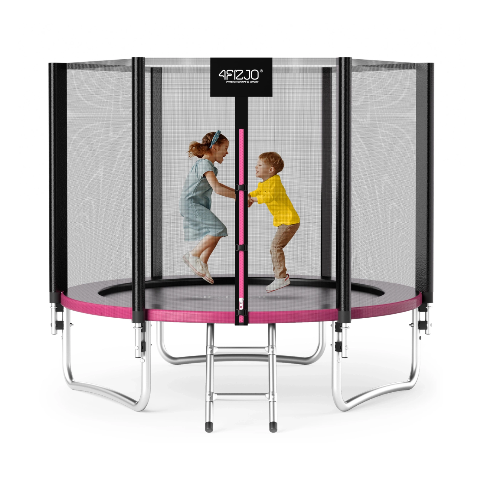 4FIZJO CLASSIC Garden Trampoline with Net for Kids 8ft 252cm, Pink-Black