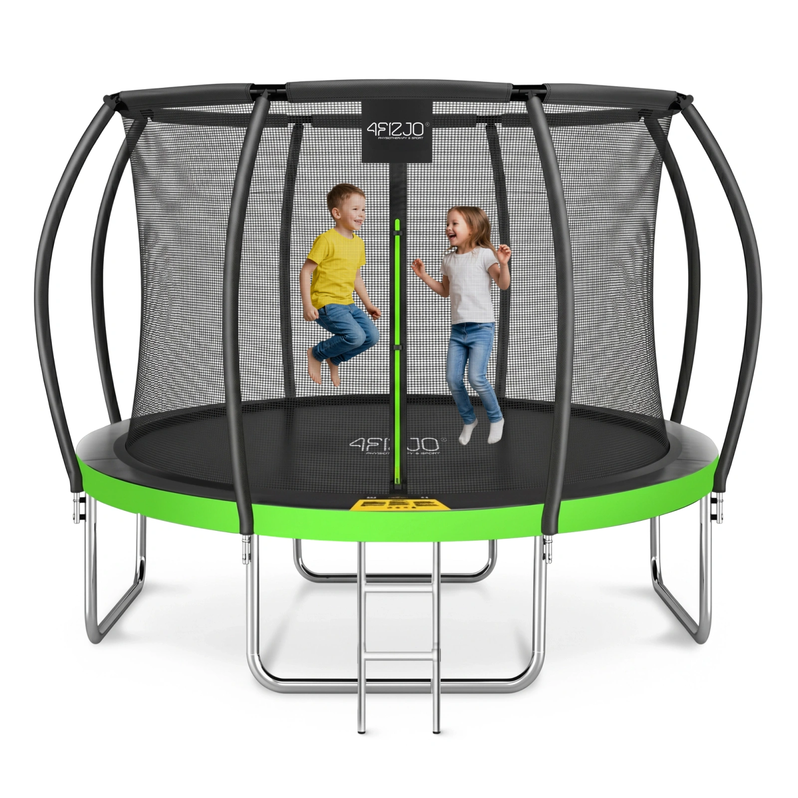 Garden Trampoline for Kids 4FIZJO PRO 12FT 374 cm, Green-Black