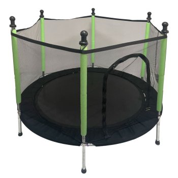 Children's garden trampoline with safety net, 140 cm, green