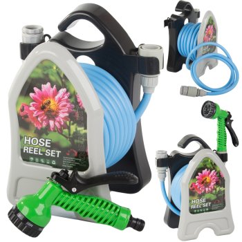 Garden Hose on Reel Stand with Spray Gun 10m