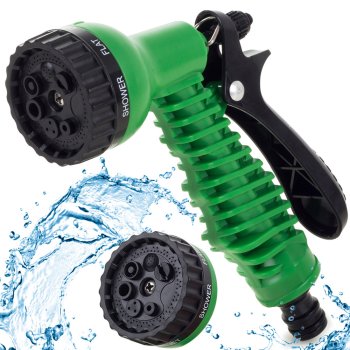 Garden hose spray gun with 7 functions, green