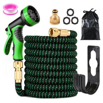 Expandable Garden Hose 20m with Brass Fittings and 10-Function Spray Nozzle