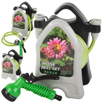 Garden Hose with Stand Reel and Spray Nozzle 10m