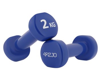 4Fizjo Vinyl Dumbbells Weight for Fitness Aerobics Sports Strength Training 2 x 2 kg, Blue