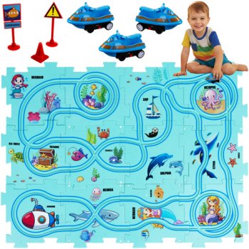 Educational Puzzle Track Car Set for Kids KRUZZEL 24851