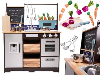 Children Kids Toy MDF Wooden Kitchen With Accessories LOFT, 96cm