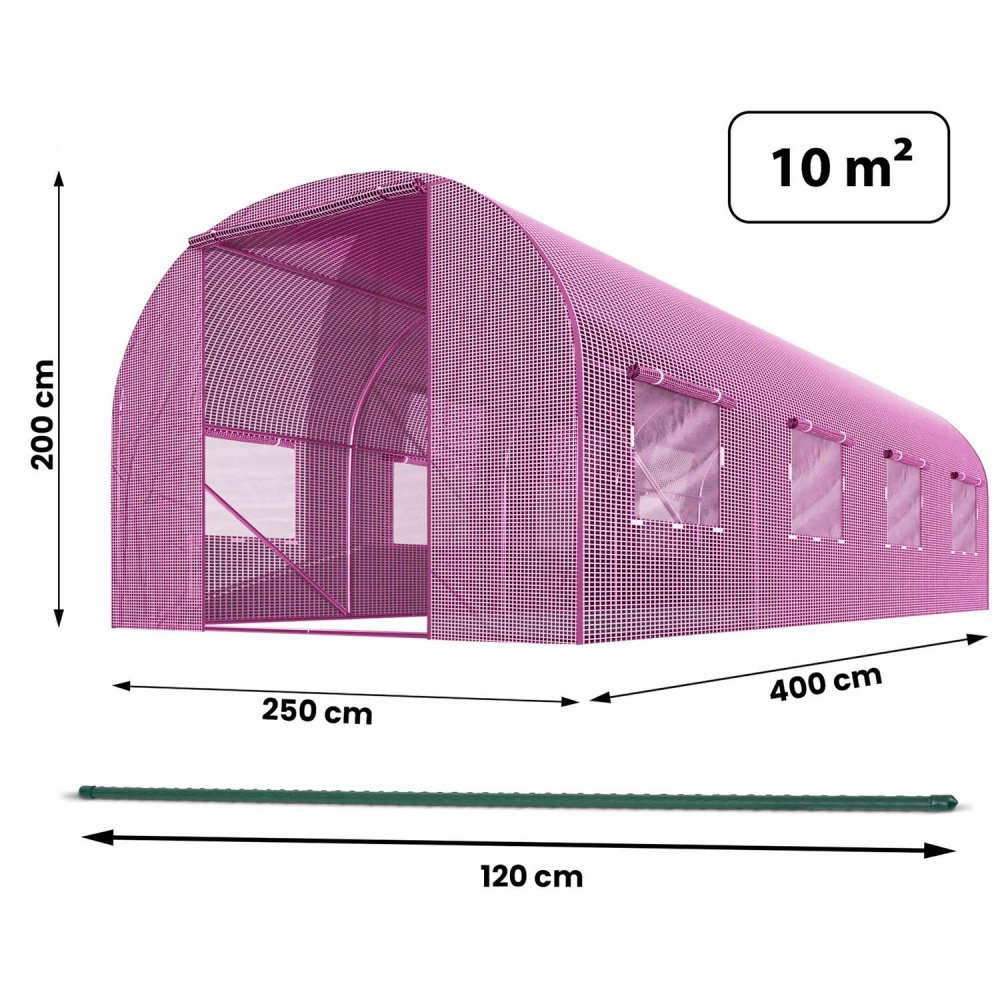 Garden Greenhouse Tunnel 2.5 x 4 m (10m2) Plonos, Pink (1)