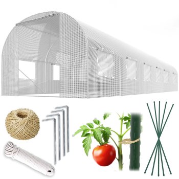Plonos Garden Greenhouse Tunnel 3x6m (18m2), White