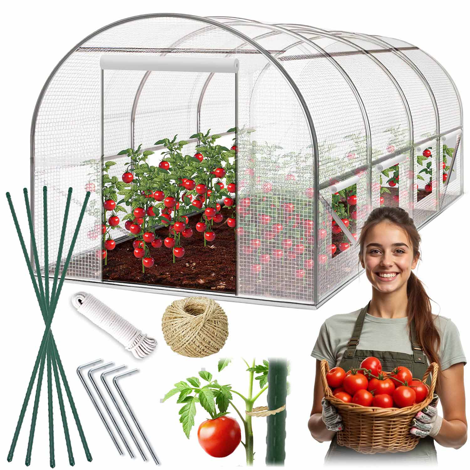 Garden tunnel 2.5 x 4 m (10 m2) white Plonos