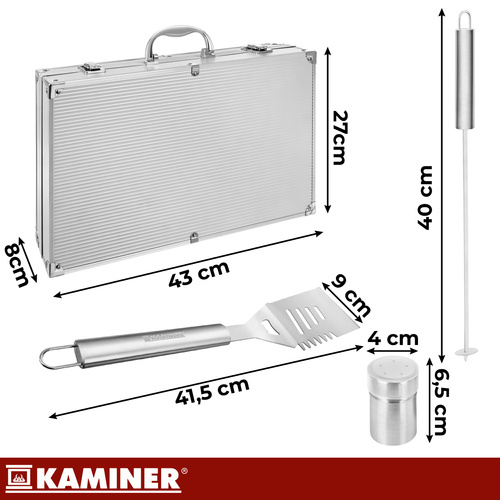 26-Piece Stainless Steel BBQ Tool Set Kaminer with Aluminum Case, Grey (1)