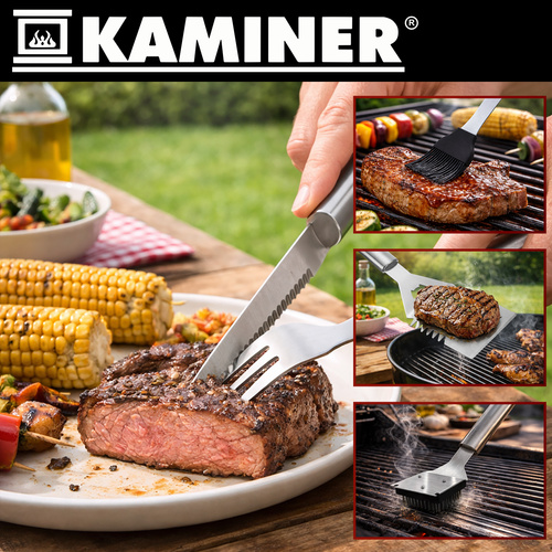 26-Piece Stainless Steel BBQ Tool Set Kaminer with Aluminum Case, Grey (3)