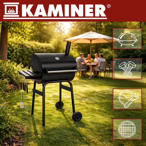 Charcoal Garden Grill with Lid 82x51x117cm Kaminer, black (1)