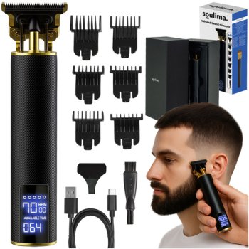 Soulima 25429 Cordless Hair Clipper and Beard Trimmer, Black