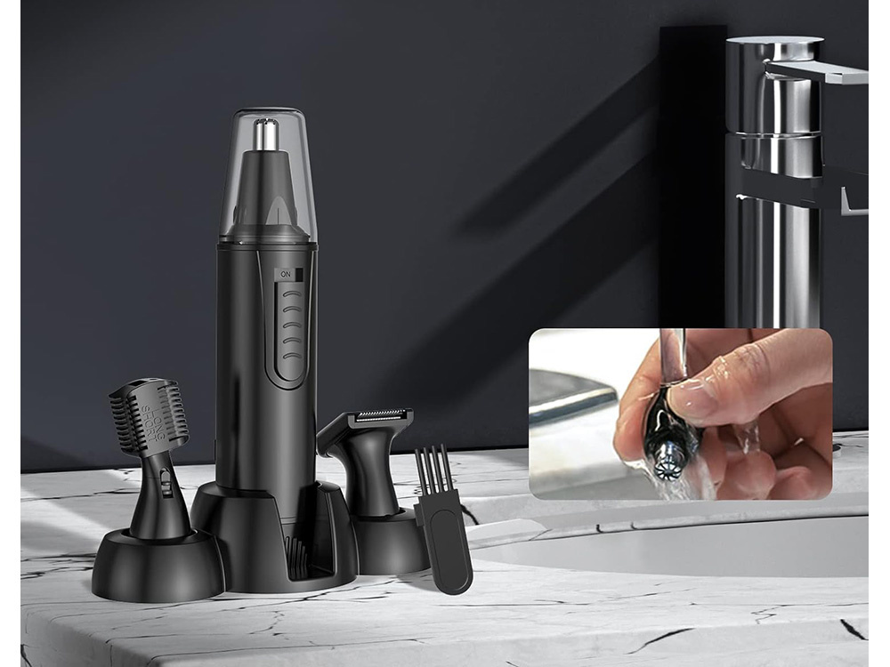 3-in-1 Trimmer for Nose, Ear, Beard, and Eyebrows, Black (3)