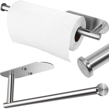 Self-Adhesive Paper Towel Holder Wall Mount for Kitchen, Silver