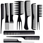 Professional hair comb set, 10 pcs with transparent case