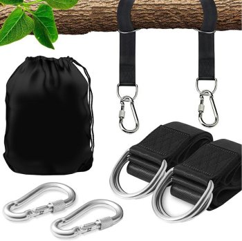 Swing and Hammock Hanging Straps Kit with Carabiners, 150 kg