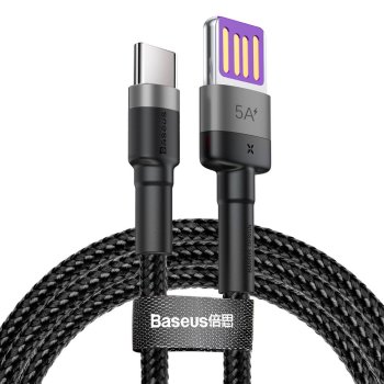 Baseus Cafule HW USB to USB Type C Data Charging Cable 40W 1m, Gray+Black