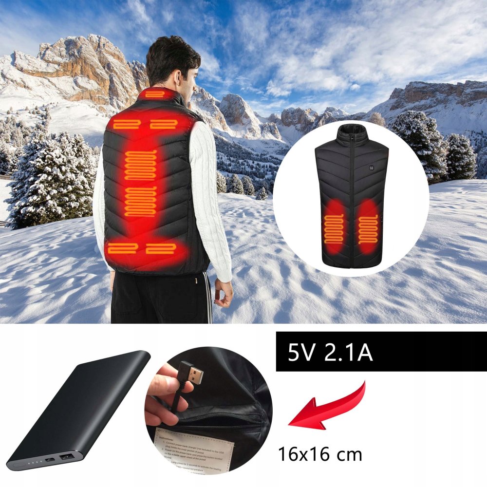 Heated Vest for Men and Women, Heated Jacket Powered by USB Port, Heating Vest (2)